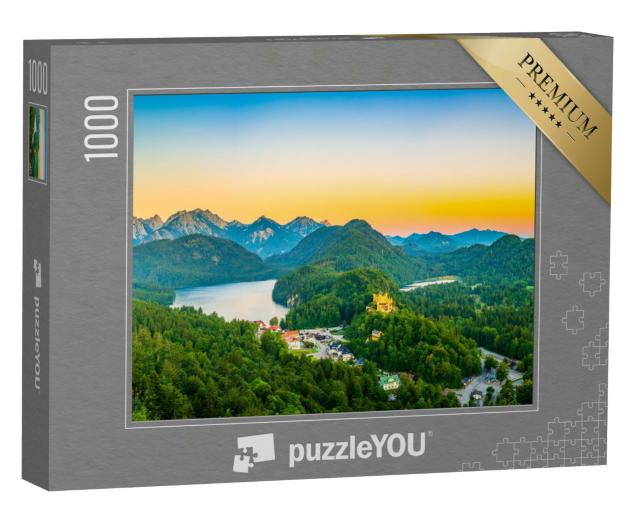 Puzzle 1000 Teile „Alpsee mit Schloss Hohenschwangau bei Sonnenaufgang, Bayern “