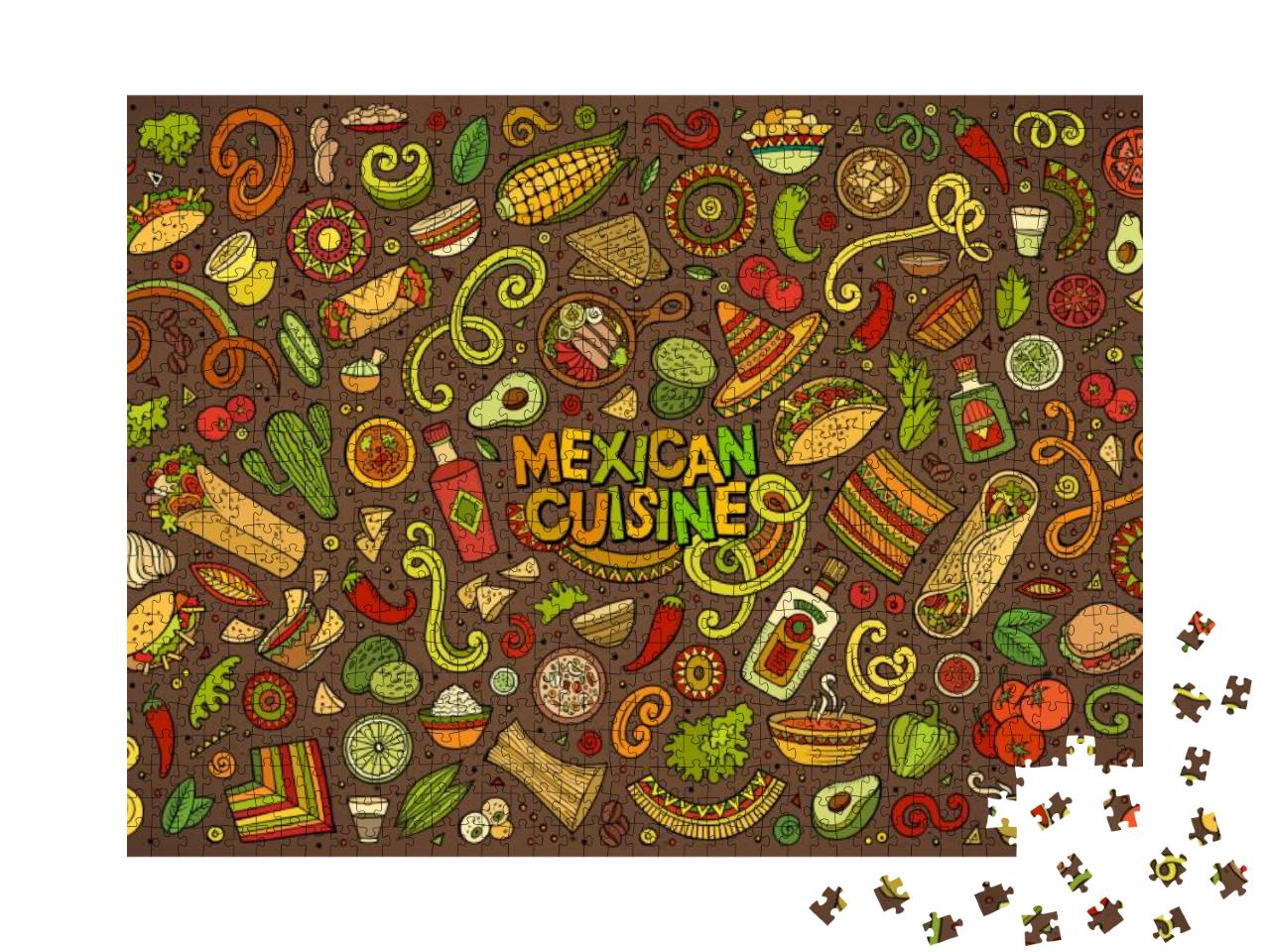 Puzzle 1000 Teile „Bunte Mischung von typisch mexikanischen Symbolen“