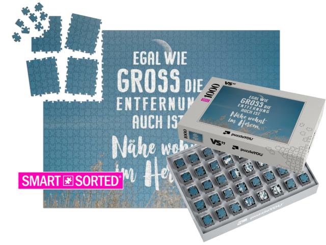 SMART SORTED® | Puzzle 1000 Teile „Egal wie gross die Entfernung auch ist. Nähe wohnt im Herzen.“