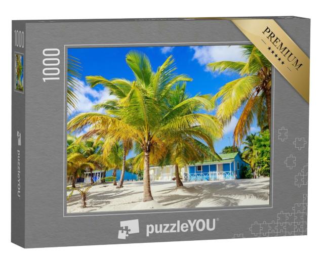 Puzzle 1000 Teile „Wunderschöne Häuser am Strand, Saona, Dominikanische Republik“
