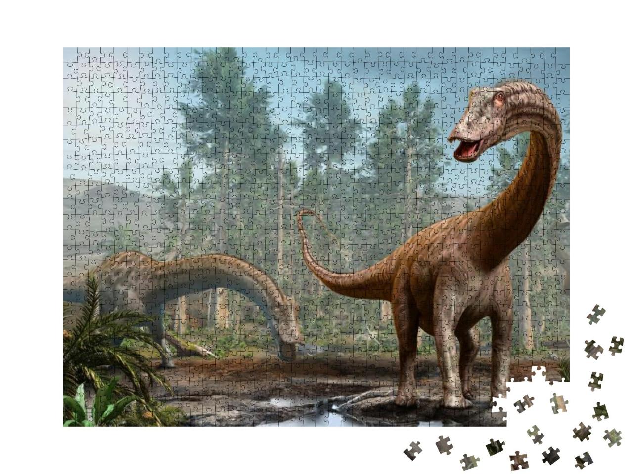 Puzzle 1000 Teile „Diplodocus als Dinosaurier der Jura-Ära “