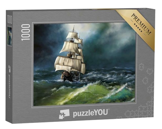Puzzle 1000 Teile „Altes Schiff auf rauher See“