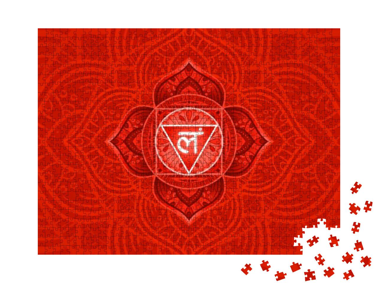 Puzzle 1000 Teile „Muladhara, Wurzelchakra-Symbol. Buntes Mandala“