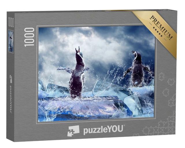 Puzzle 1000 Teile „Ein Pinguin auf dem Eis“