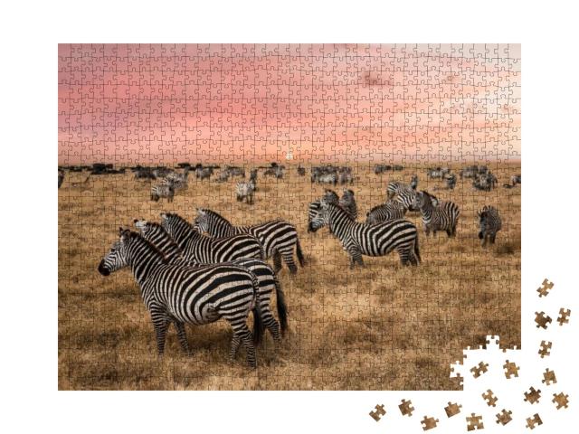Puzzle 1000 Teile „Zebras aus dem Serengeti-Nationalpark“