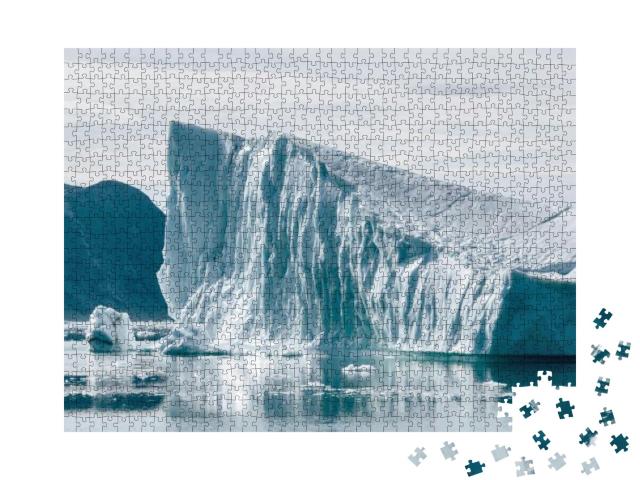 Puzzle 1000 Teile „Gletscher und Gletscherlagune mit Wasser und Eis, Island“