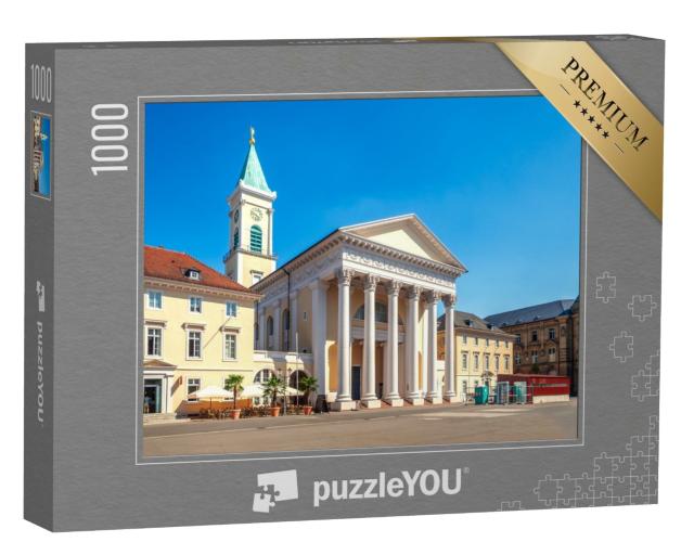 Puzzle 1000 Teile „Stadtkirche am Marktplatz in Karlsruhe, Deutschland“