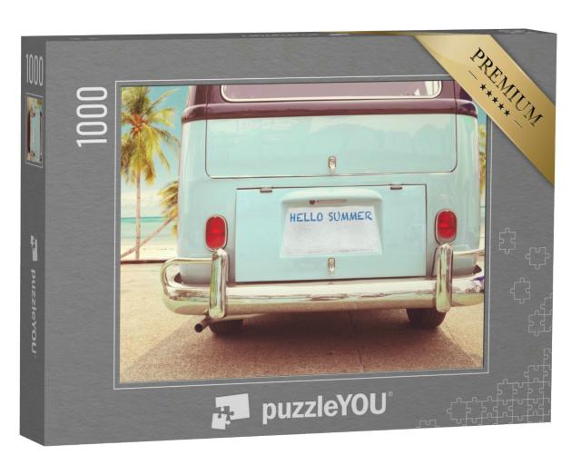 Puzzle 1000 Teile „Reisebereit - Oldtimer auf dem Weg an den Strand“