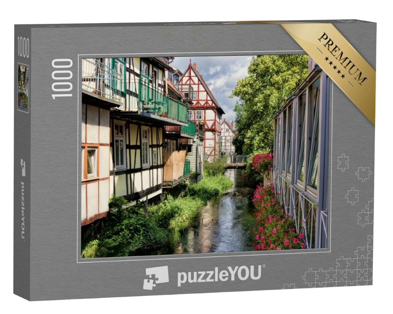 Puzzle 1000 Teile „Wohnidylle auf dem Wasser in Salzwedel, Deutschland“