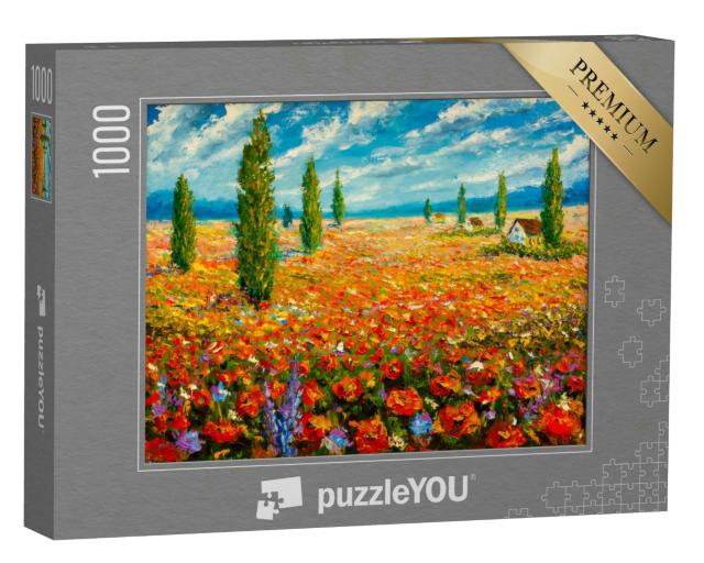 Puzzle 1000 Teile „Ölgemälde einer Blumenwiese von Claude Monet“
