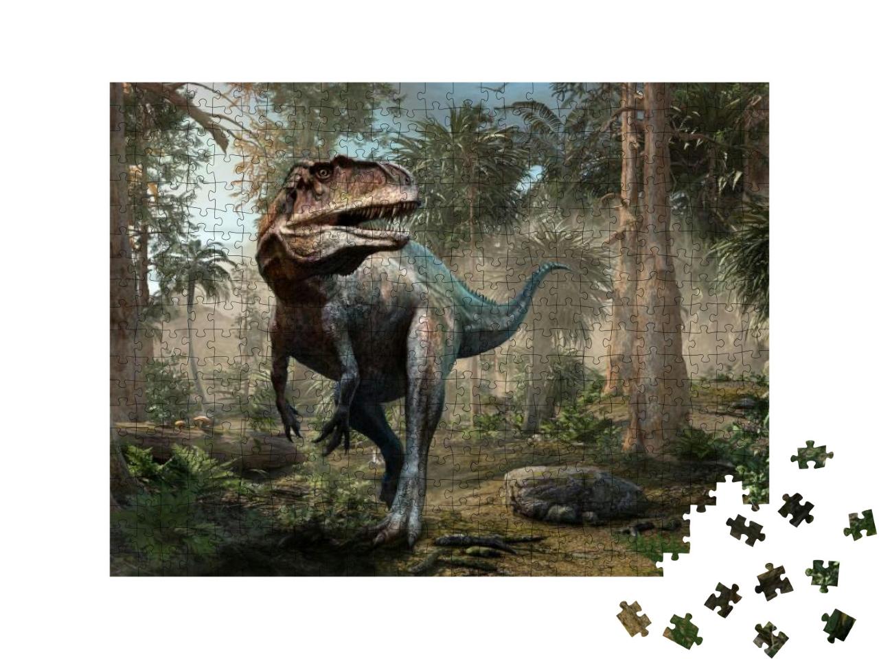 Puzzle 500 Teile „Acrocanthosaurus Wald-Szene “