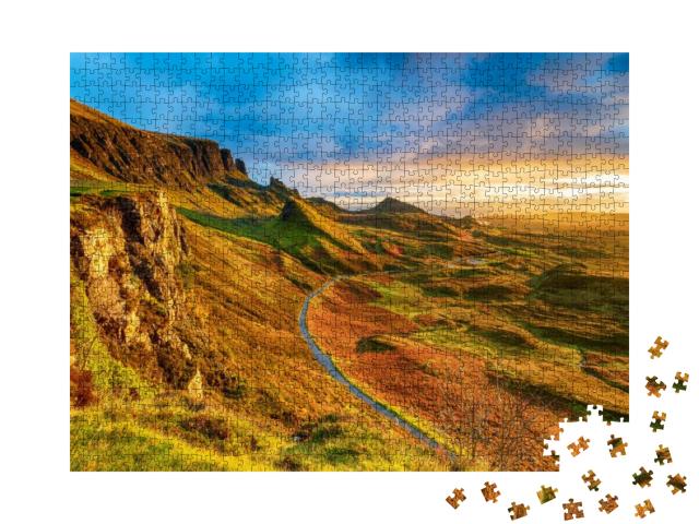 Puzzle 1000 Teile „Goldener Sonnenaufgang über dem Quiraing, Isle of Skye, Schottland“