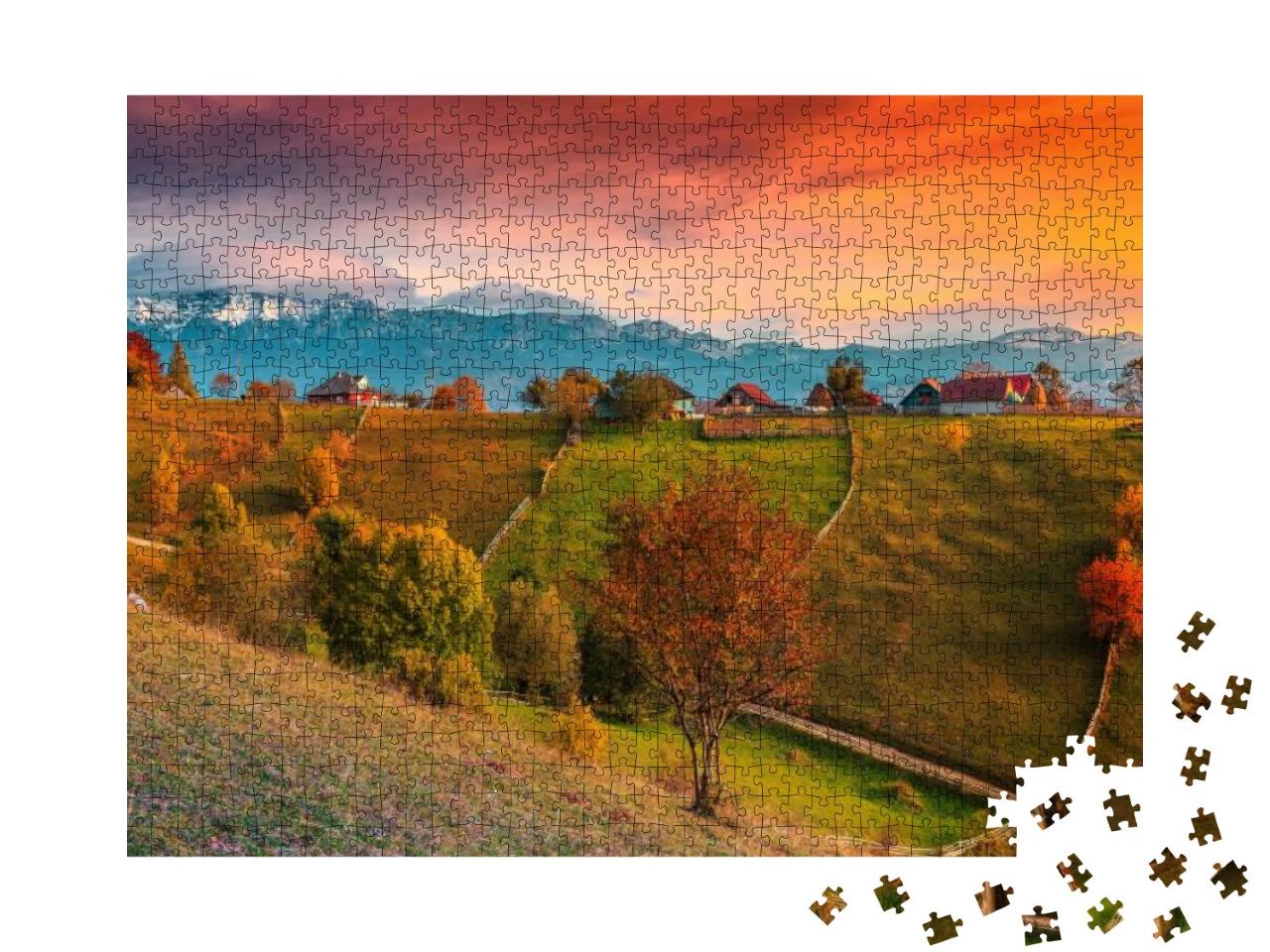 Puzzle 1000 Teile „Herbstlandschaft mit Bergen, Magura, Siebenbürgen, Rumänien“