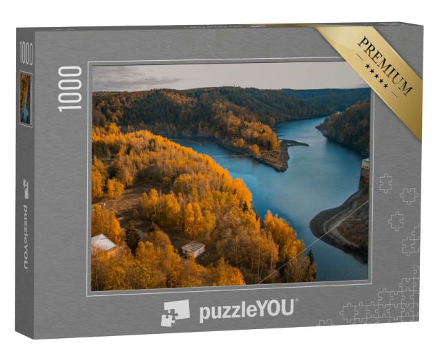 Puzzle 1000 Teile „Rappbodetalsperre und Rappbode-Fluss im Nationalpark Harz, Deutschland“