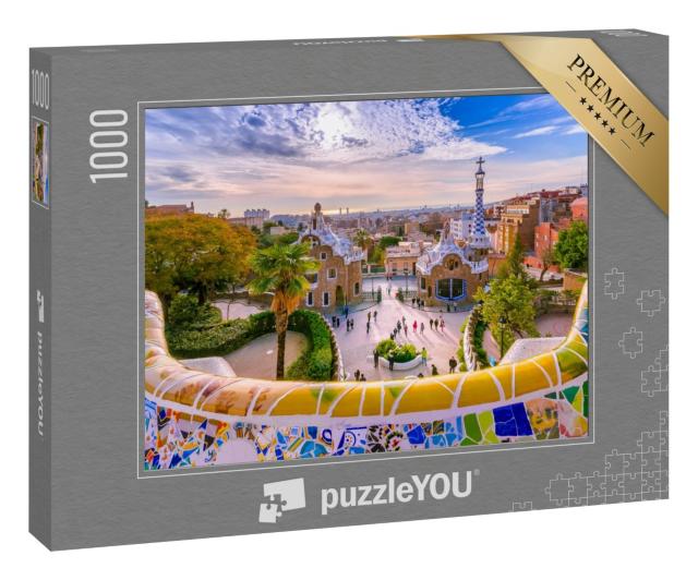 Puzzle 1000 Teile „Blick auf die Stadt vom Park Güell in Barcelona, Spanien“