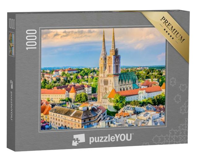 Puzzle 1000 Teile „Zagreber Kathedrale: Luftaufnahme aus Kroatien“