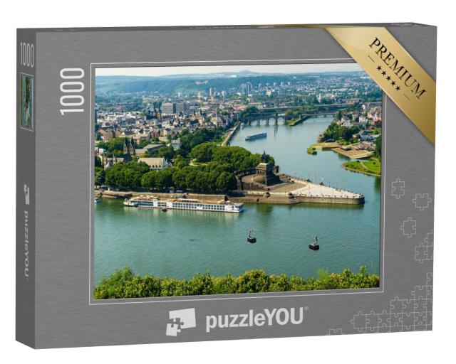 Puzzle 1000 Teile „Blick auf Koblenz mit Mosel und Rhein am Deutschen Eck“