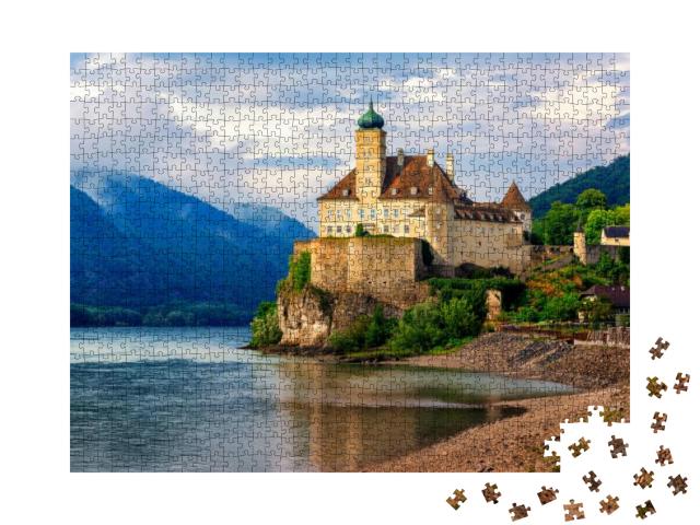 Puzzle 1000 Teile „Burg Schonbuhel auf einem Felsen an der Donau“