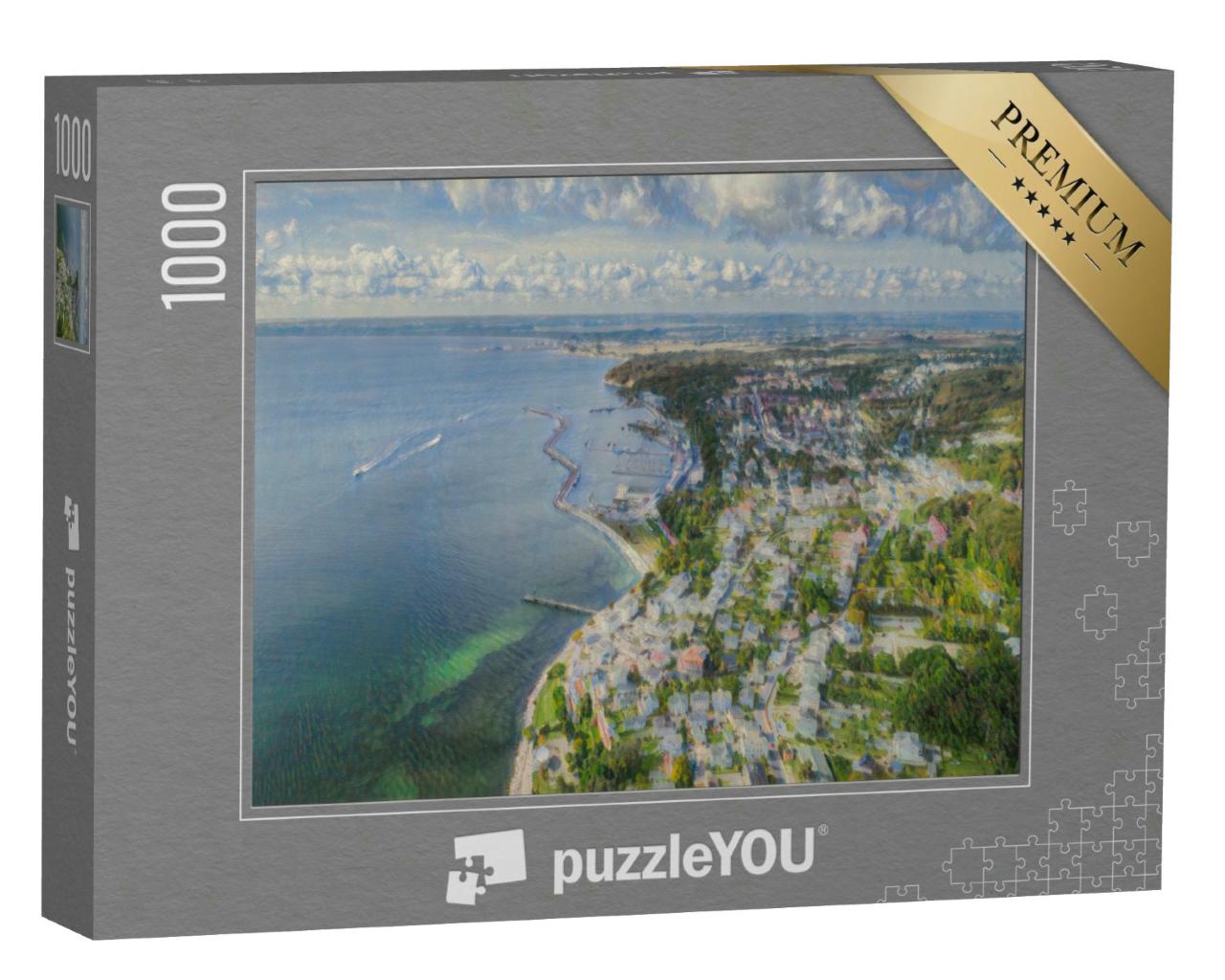 Puzzle 1000 Teile „im Kunst-Stil von Claude Monet - Sassnitz am Nationalpark Jasmund - Puzzle-Kollektion Künstler & Gemälde“