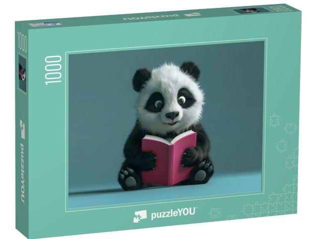 Puzzle 1000 Teile „Panda Paddy beim lesen“