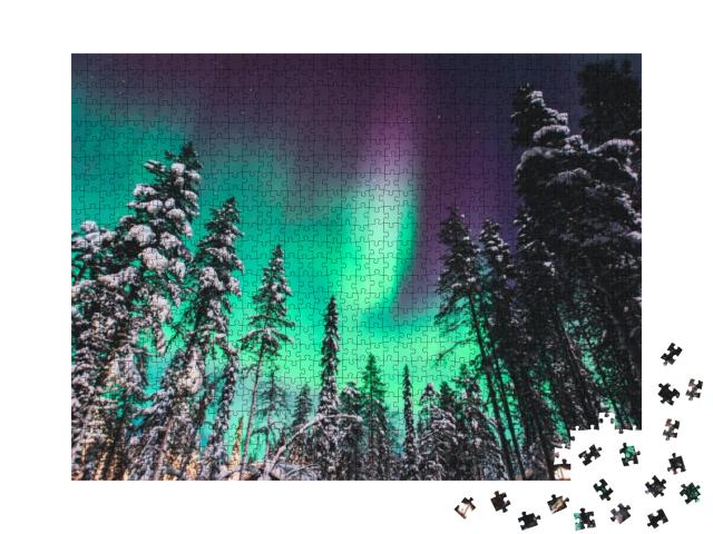 Puzzle 1000 Teile „Aurora Borealis: Polarlichter über Norwegen“