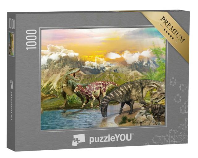 Puzzle 1000 Teile „Dinosaurier an einem See“