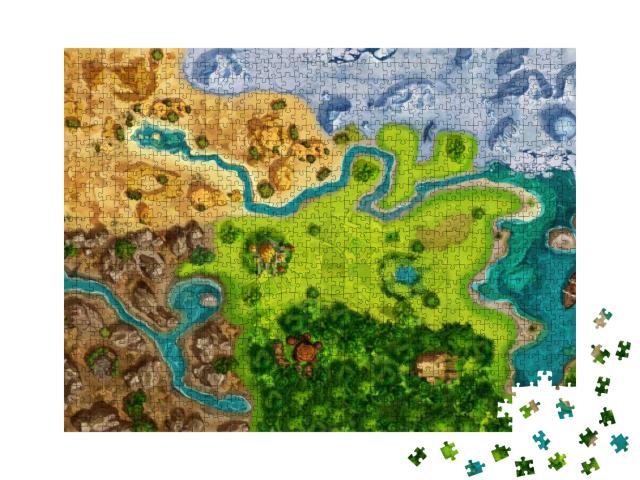 Puzzle 1000 Teile „Gaming: Spielwelt aus der Vogelperspektive“