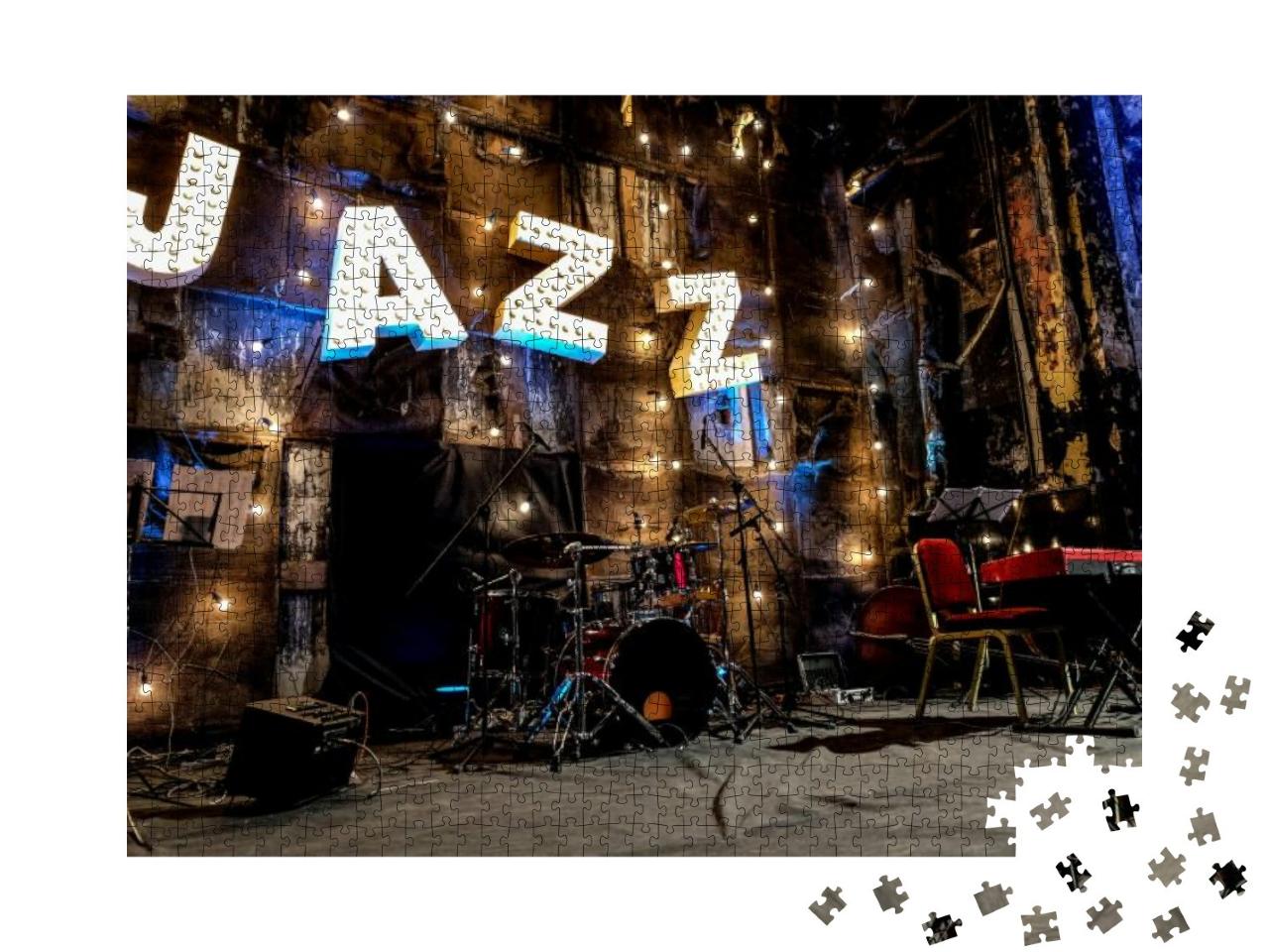 Puzzle 1000 Teile „Jazz Bühne, bereit für den Auftritt der Band“