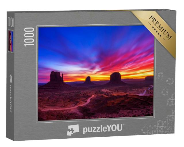 Puzzle 1000 Teile „Sonnenaufgang über dem Monument Valley in Arizona, USA“