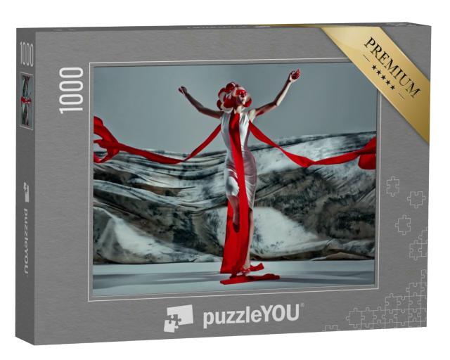 Puzzle 1000 Teile „Emotionales Porträt in rot-weiß“