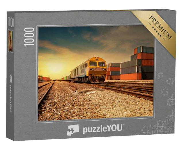 Puzzle 1000 Teile „Güterbahnhof im Sonnenuntergang“