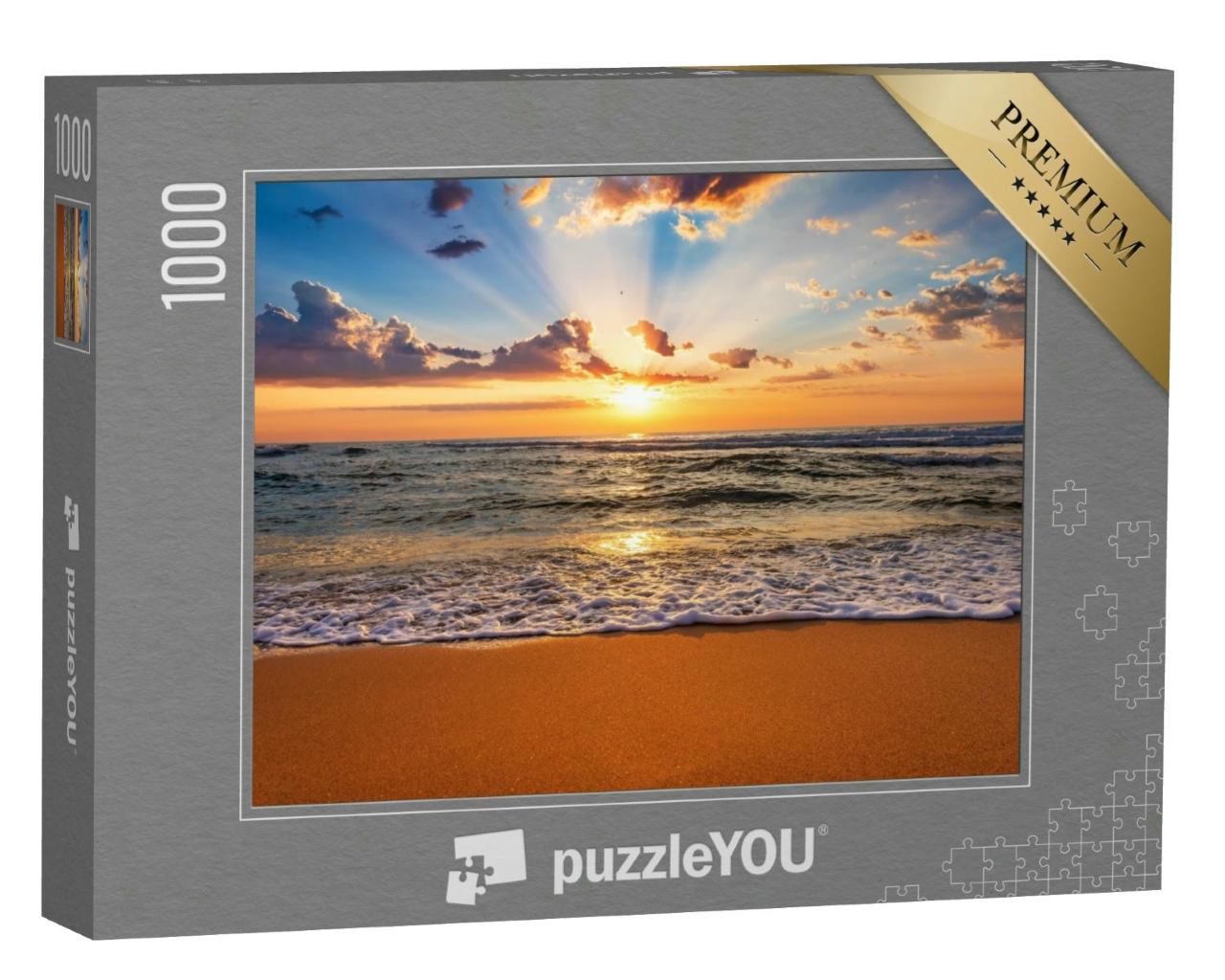 Puzzle 1000 Teile „Sonnenuntergang über dem Ufer des Meeres“