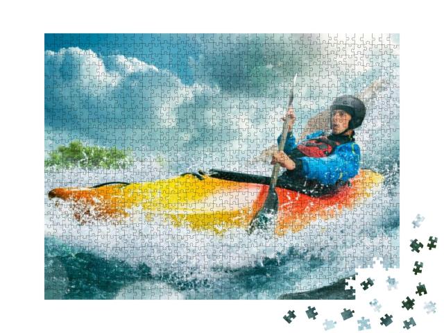 Puzzle 1000 Teile „Kajak im Wildwasser“