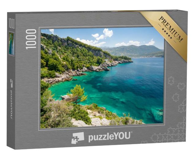Puzzle 1000 Teile „Türkisfarbene Küste in Himare, albanische Riviera, Albanien“