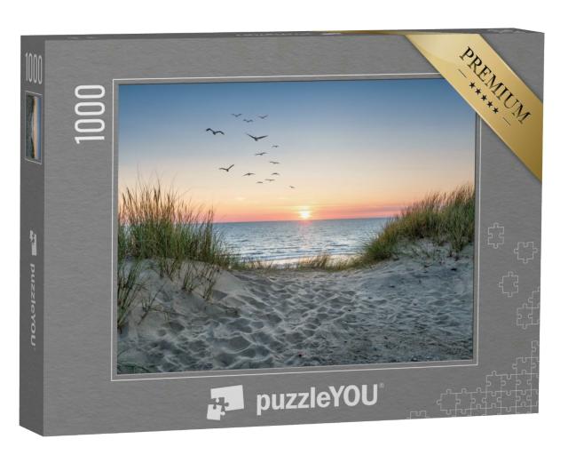 Puzzle 1000 Teile „Sanddünen am Strand bei Sonnenuntergang“