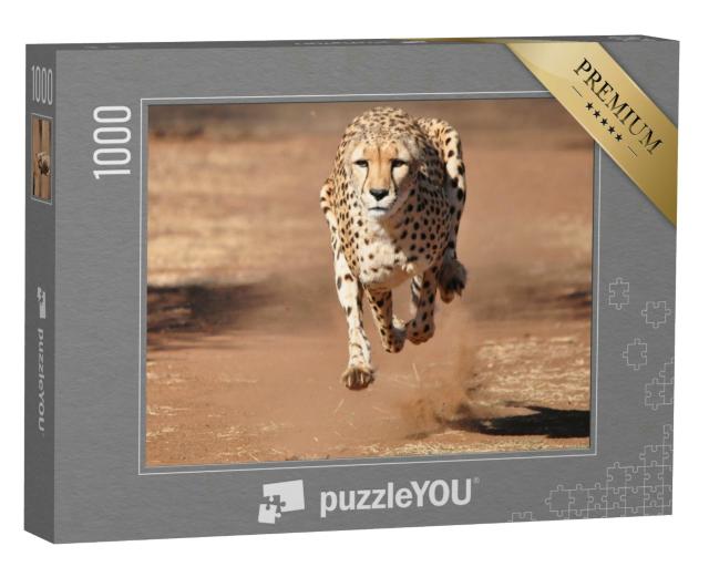 Puzzle 1000 Teile „Gepard beim Lauf, komplett in der Luft“