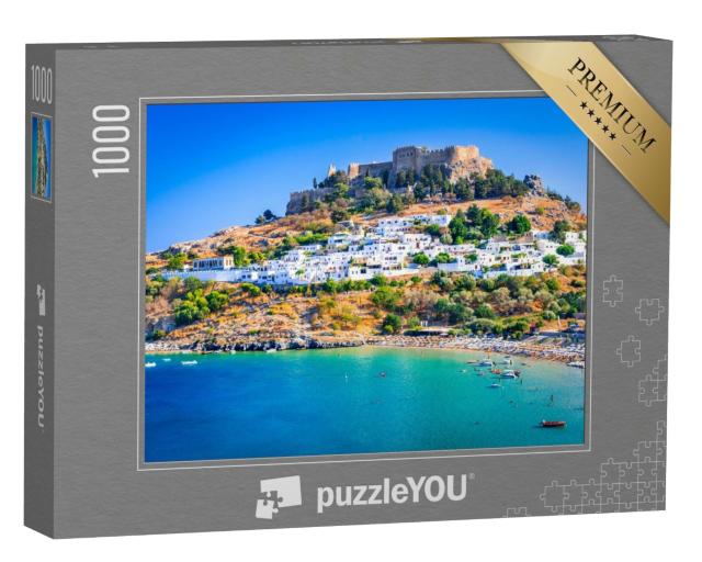 Puzzle 1000 Teile „Lindos mit seinen weiß getünchten Häusern, Rhodos, Griechenland“