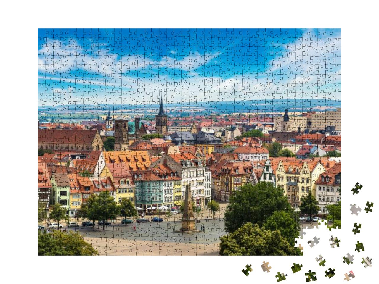 Puzzle 1000 Teile „Luft-Panorama von Erfurt im Sommer, Deutschland“