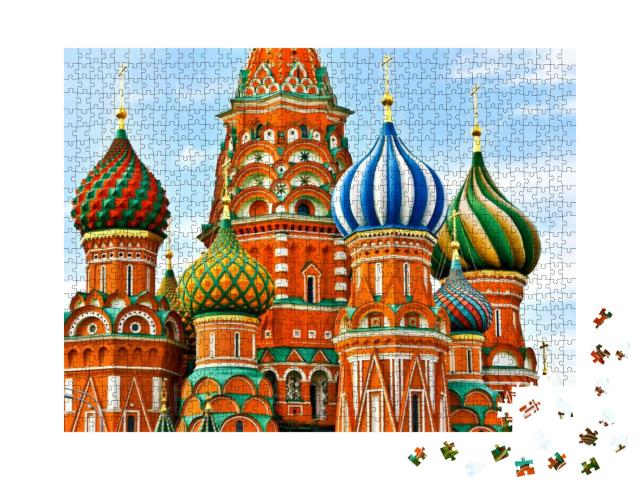 Puzzle 1000 Teile „Kathedrale auf dem Roten Platz in Moskau“