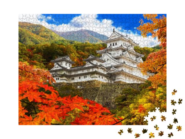 Puzzle 1000 Teile „Pittoreske Burg Himeji im Herbst, UNESCO-Weltkulturerbe, Japan“