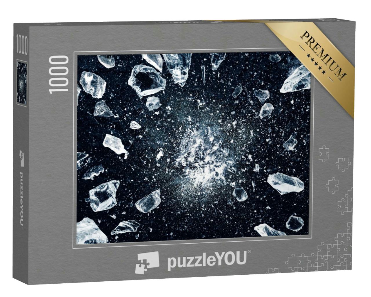 Puzzle 1000 Teile „Eis, zerkleinert auf schwarzem Hintergrund“