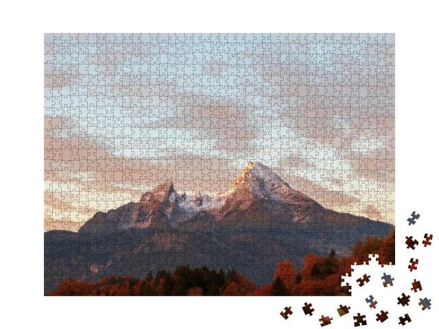 Puzzle 1000 Teile „Watzmann im herbstlichen Abendlicht, Deutschland“