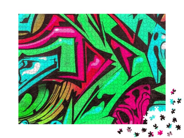 Puzzle 1000 Teile „Graffiti in pink und grün“
