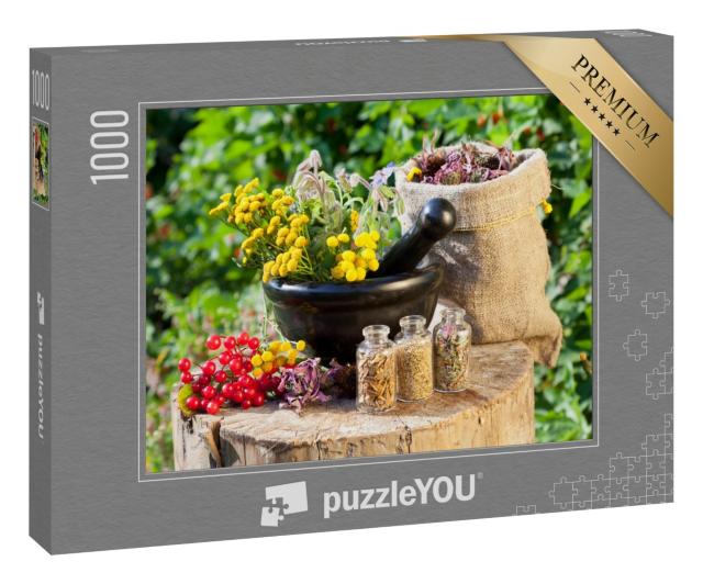Puzzle 1000 Teile „Heilkräuter mit Mörser“
