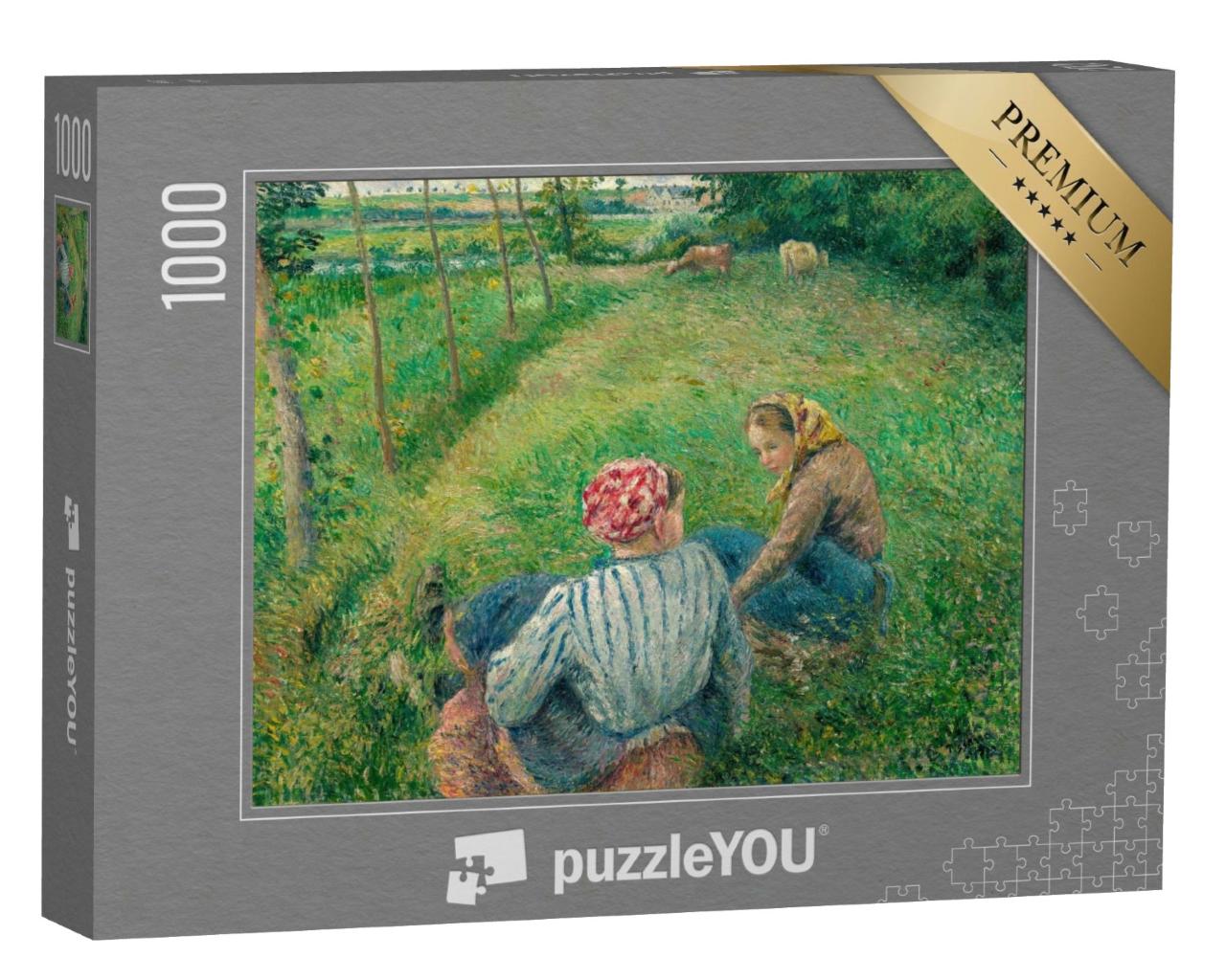 Puzzle 1000 Teile „Camille Pissarro - Junge Bauernmädchen beim Ausruhen auf den Feldern bei Pontoise“