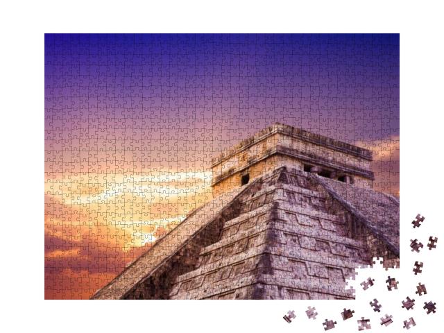 Puzzle 1000 Teile „Tempel von Kukulkan, Chichén Itzá, Yucatan, Mexiko“