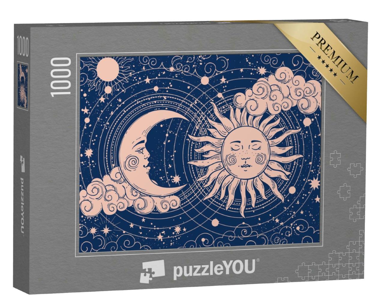 Puzzle 1000 Teile „Mondsichel und Sonne mit Mond “