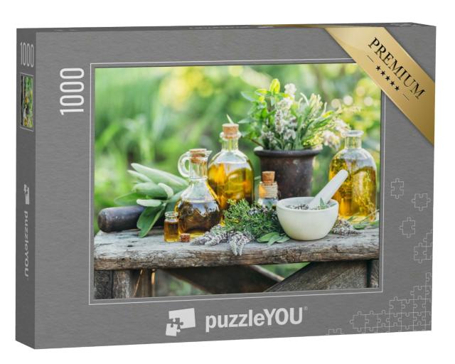 Puzzle 1000 Teile „Öl und Kräuter aus dem Garten“