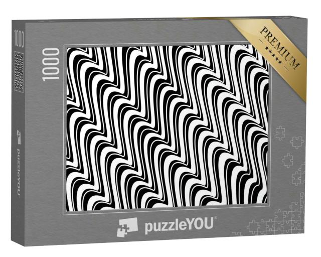 Puzzle 1000 Teile „Monochromes Design: Abstrakte Wellenlinien “