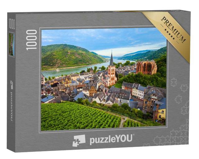 Puzzle 1000 Teile „Bacharach: ein Panoramablick aus der Luft, Rheinland-Pfalz, Deutschland“